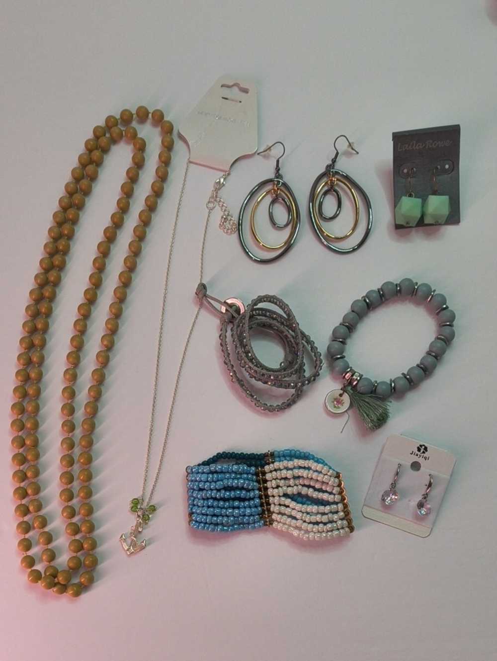 Blues And Beaded Geometric Summer Style Jewelry Bundle